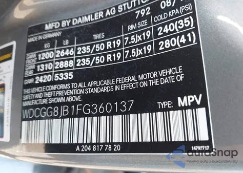 2015 Mercedes-Benz Glk 350 4Matic from USA, damaged, VIN WDCGG8JB1FG360137